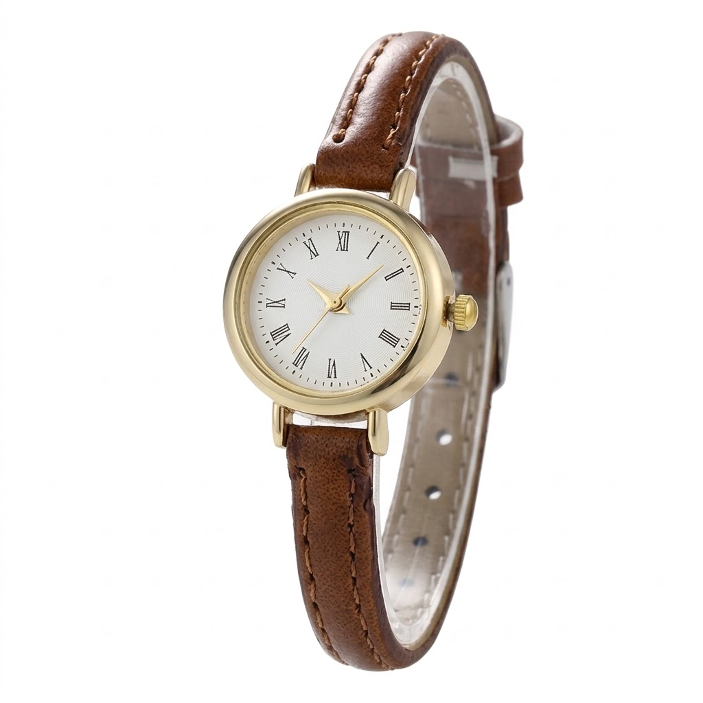 Vintage Petite Roman Numeral Slim Leather Watch