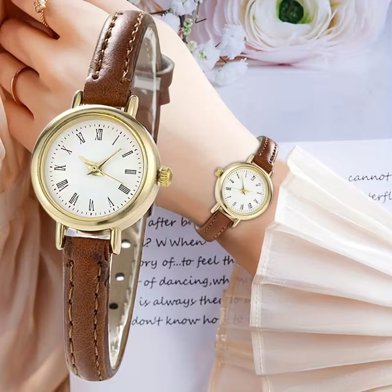 Vintage Petite Roman Numeral Watch - On Wrist